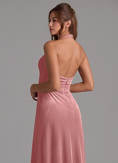 Azazie Tessie Bridesmaid Dresses Dusty Rose A-Line Pleated Velvet Dress image2