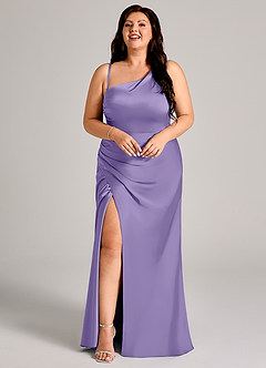 Azazie Madelyn Bridesmaid Dresses Tahiti Mermaid One Shoulder Stretch Satin Convertible Dress image14