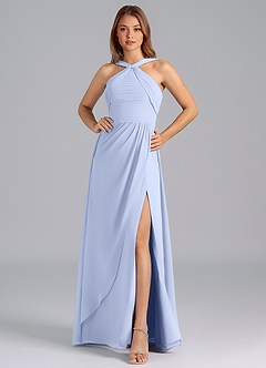 Azazie Mianna Brautjungfernkleider A-Linie Plissee Chiffon Kleid Eis image4