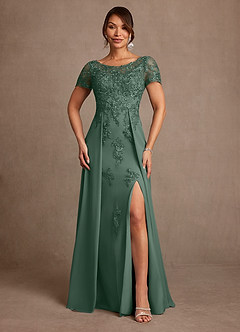 Azazie Alva vestidos de madre de la novia Vestido de Eucalipto de Encaje de Corte en A image1