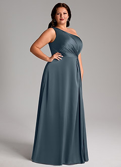 Azazie Brooke Bridesmaid Dresses Twilight A-Line One Shoulder Stretch Satin Dress image10