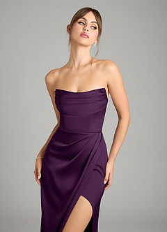 Azazie Johana Vestidos de damas de honor Vestido de Uva de Satén Elástico de Corte Sirena Convertible con Vestidos sin tirantes image2