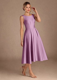 Azazie Fulton Mother of the Bride Dresses Wisteria A-Line Pleated Stretch Satin Dress image2