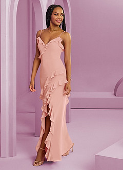 Barbie ♥ Azazie Bridesmaid Dresses Rosette Sheath Chiffon Dress image1