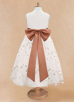Azazie Pollie Flower Girl Dresses Ivory Bronzer A-Line Bow Tulle Dress image12