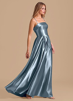 Azazie Lucienne Bridesmaid Dresses Twilight A-Line Pleated Metallic Satin Dress image5