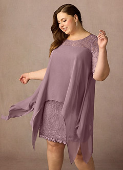Azazie Flo Abiti per la Madre della Sposa Abito A-Line in Chiffon Pizzo Rosa Polverosa image12