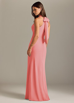 Azazie Doretta Bridesmaid Dresses Coral Mermaid Pleated Chiffon Dress image7