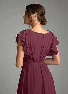 Azazie Daphne Modest Bridesmaid Dresses A-Line Ruffled Chiffon Floor-Length Dress image6