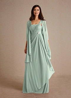 Azazie Clinton Mother of the Bride Dresses Agave A-Line Pleated Mesh Dress image5