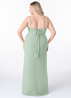 Azazie Mai Robes de demoiselle d'honneur Robe Fourreau en Mousseline de soie Plissée Agave image8
