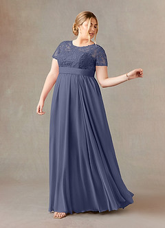 Azazie Annette Abiti per la Madre della Sposa Abito A-Line in Chiffon Pizzo Stormy image9