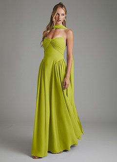 Azazie Evan Bridesmaid Dresses Lemongrass A-Line Strapless Chiffon Dress image5