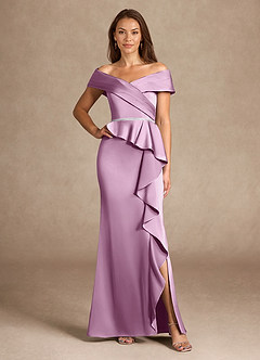 Azazie Dareia Mother of the Bride Dresses Wisteria Mermaid Off the Shoulder Stretch Satin Dress image1