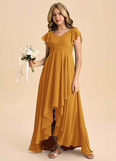 Azazie Caria Junior Butterscotch A-Line Pleated Chiffon Dress image6