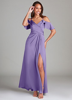 Azazie Dakota Bridesmaid Dresses Tahiti A-Line Off the Shoulder Stretch Satin Dress image4