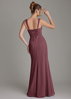 Azazie Agustina Brautjungfernkleider Meerjungfrau-Linie Korsett Chiffon Kleid Sangria image7