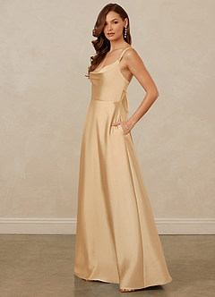 Christian Siriano Bridal for Azazie 1001 Bridesmaid Dresses Gold A-Line Sweetheart Neckline Stretch Satin Dress image4