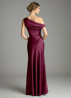 Azazie Emerson Bridesmaid Dresses Mulberry Mermaid Off the Shoulder Stretch Satin Dress image3