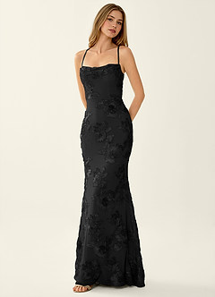 Kailani Black 3D Flowers Corset Mermaid Lace Up Back Prom Dress image3