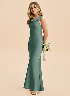 Azazie Rylina Junior Eucalyptus Mermaid Stretch Satin Dress image4