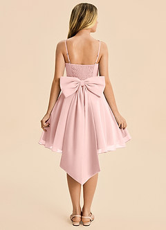 Azazie Arie Junior Powder Pink A-Line Ruched Chiffon Dress image1