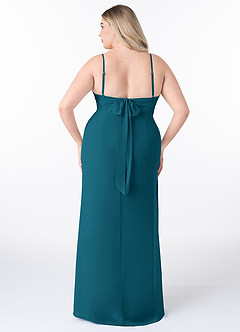 Azazie Mai Bridesmaid Dresses Ink Blue Sheath Pleated Chiffon Dress image8