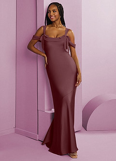 Barbie ♥ Azazie Brautjungfernkleider Etui Plissee Stretch-Satin Kleid Sangria image3