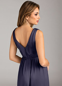 Azazie Tanicia Bridesmaid Dresses Stormy A-Line Pleated Stretch Satin Dress image7