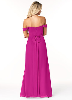 Azazie Joretta Robes de demoiselle d'honneur Robe Trapèze Convertible en Mousseline de soie Encolure en Forme de Cœur Fuchsia image2