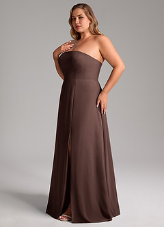 Azazie Wren 신부 들러리 드레스 A라인 사이드 슬릿 쉬폰 바닥 길이 드레스 image12