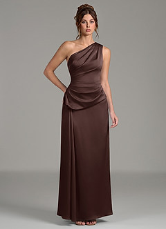 Azazie Zahira Bridesmaid Dresses Ganache Sheath One Shoulder Stretch Satin Dress image1