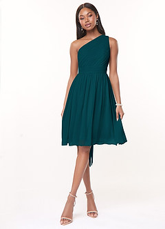 Azazie Katrina Jurken voor bruidsmeisjes Jurk van Chiffon met A-Lijn One-Shoulder Pijnboom image1