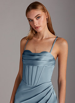 Azazie Brookelle Bridesmaid Dresses Dusty Blue Sheath Sweetheart Corset Stretch Satin Dress image7