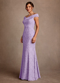 Azazie Aberdeen Klänningar till brudens mor Klä Tubklänning i Blommig Utbrändhet Plisserad Lila image4