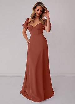 Barbie ♥ Azazie Bridesmaid Dresses Auburn A-Line Pleated Chiffon Dress image5