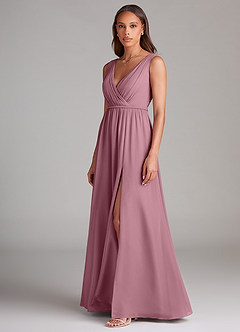Azazie Tanicia Brautjungfernkleider A-Linie Plissee Chiffon Kleid Vintage Mauve image2