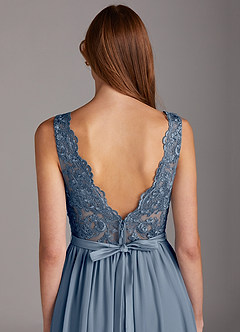 Azazie Elly Bridesmaid Dresses Twilight A-Line Lace Scoop Neck Chiffon Dress image4