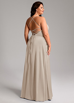 Azazie Mei Bridesmaid Dresses Frost A-Line V-Neck Stretch Satin Dress image11