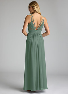 Azazie Maren Allure Bridesmaid Dresses Eucalyptus A-Line V-Neck Lace Chiffon Dress image5