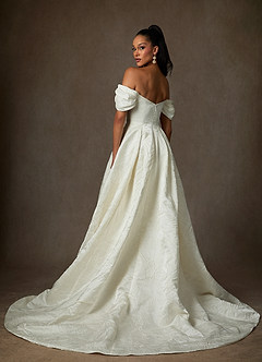 Azazie Efina Hochzeitskleider Ballkleid Blumen-Jacquard Kleid Antikweiß image2