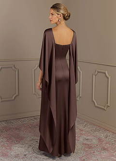 Azazie Eli Mother of the Bride Dresses Ganache Sheath Boatneck Stretch Satin Dress image4
