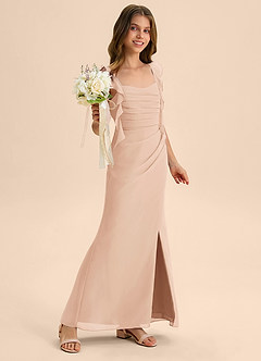 Azazie Jessamine Junior English Rose Mermaid Sweetheart Neckline Chiffon Dress image4
