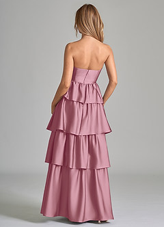 Azazie Faye Vestidos de madrinha de casamento Vestido Vintage Malva de Cetim elástico de Linha A com Ruched image7