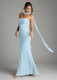 Azazie Saylor Brudtärnklänningar Klä av Sjöjungfru i Chiffong Axelbandslös Himmelsblå image8