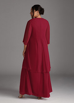 Azazie Manuella Mother of the Bride Dresses Burgundy A-Line V-Neck Pleated Chiffon Dress image15