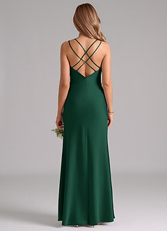Azazie Suttona Vestidos de damas de honor Vestido de Verde Oscuro de Satén Elástico de Corte en A con Plisado image3