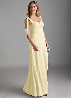 Azazie Lizet Bridesmaid Dresses Lemon Sorbet A-Line Sweetheart Neckline Chiffon Dress image3