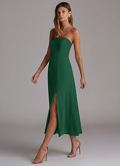 Azazie Wren Bridesmaid Dresses Dark Green A-Line Strapless Chiffon Dress image3