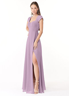 Azazie Hainsly Robes de demoiselle d'honneur Robe Trapèze en Mousseline de soie Encolure en Forme de Cœur Glycine image3